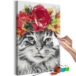 Peinture Par Numéros Adultes 'Cat With Flowers'