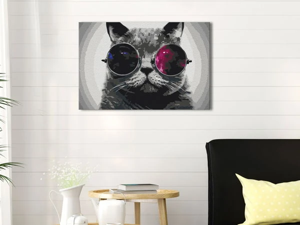 Peinture Par Numéros Adultes 'Cat With Glasses' 3 Peinture Par Numéros Adultes 'Cat With Glasses' – Image 2