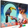 Peinture Par Numéros Adultes 'Girl With A Toucan' -Magasin De Rénovation Domiciliaire kl29367 malen nach zahlen bunt malen nach zahlen erwachsene diy malen nach zahlen leinwand malen nach zahlen moderne kunst 01