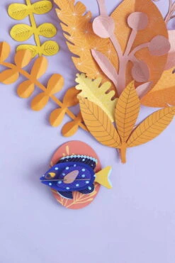 Objet Mural En Carton 'Jewel Damselfish' -Magasin De Rénovation Domiciliaire ttm124 tierskulpturen blau gelb wanddeko papier wandskulptur karton 3d wandobjekt aus karton wandskulptur papier 3d objekt zum zusammenstecken studio roof 03