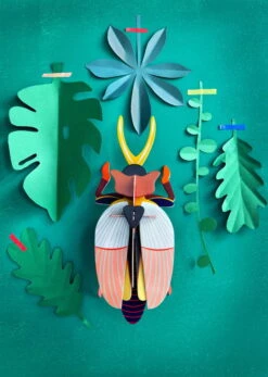 Objet Mural En Carton 'Rhinoceros Beetle' -Magasin De Rénovation Domiciliaire ttm68 tierskulpturen rosa rot wanddeko papier wandskulptur karton 3d wandobjekt aus karton wandskulptur papier 3d objekt zum zusammenstecken studio roof 03